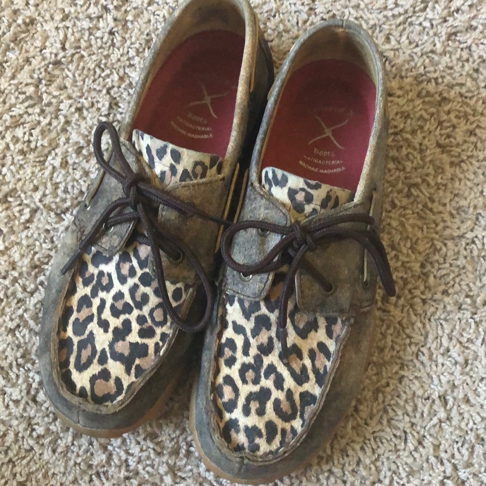 Leopard print slip ons